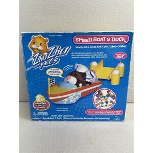 2008 Zhu Zhu Pets SPEED BOAT & DOCK Hamster FUNHOUSE Add On Toy Play Set NIB